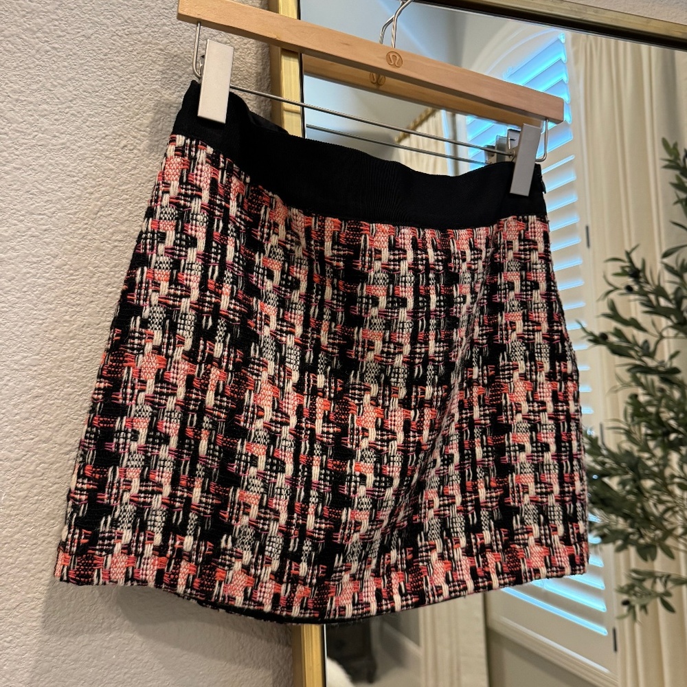 Milly Tweed Skirt 2 Black, Pink & white